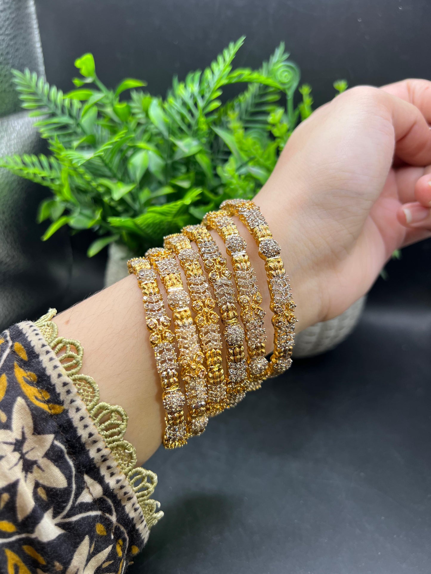 Gold polished Bangles set