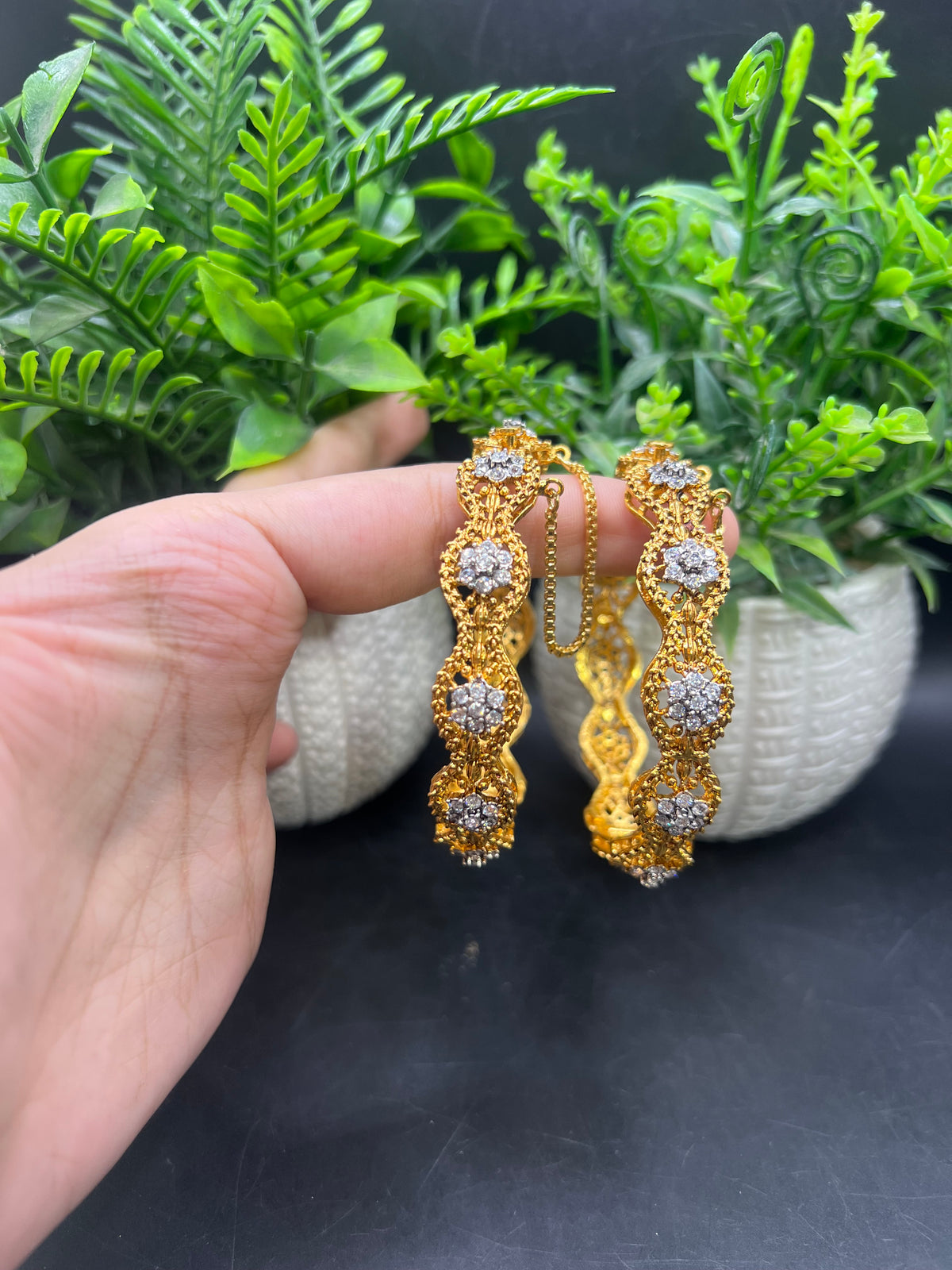 Gold Toned Kangan pair