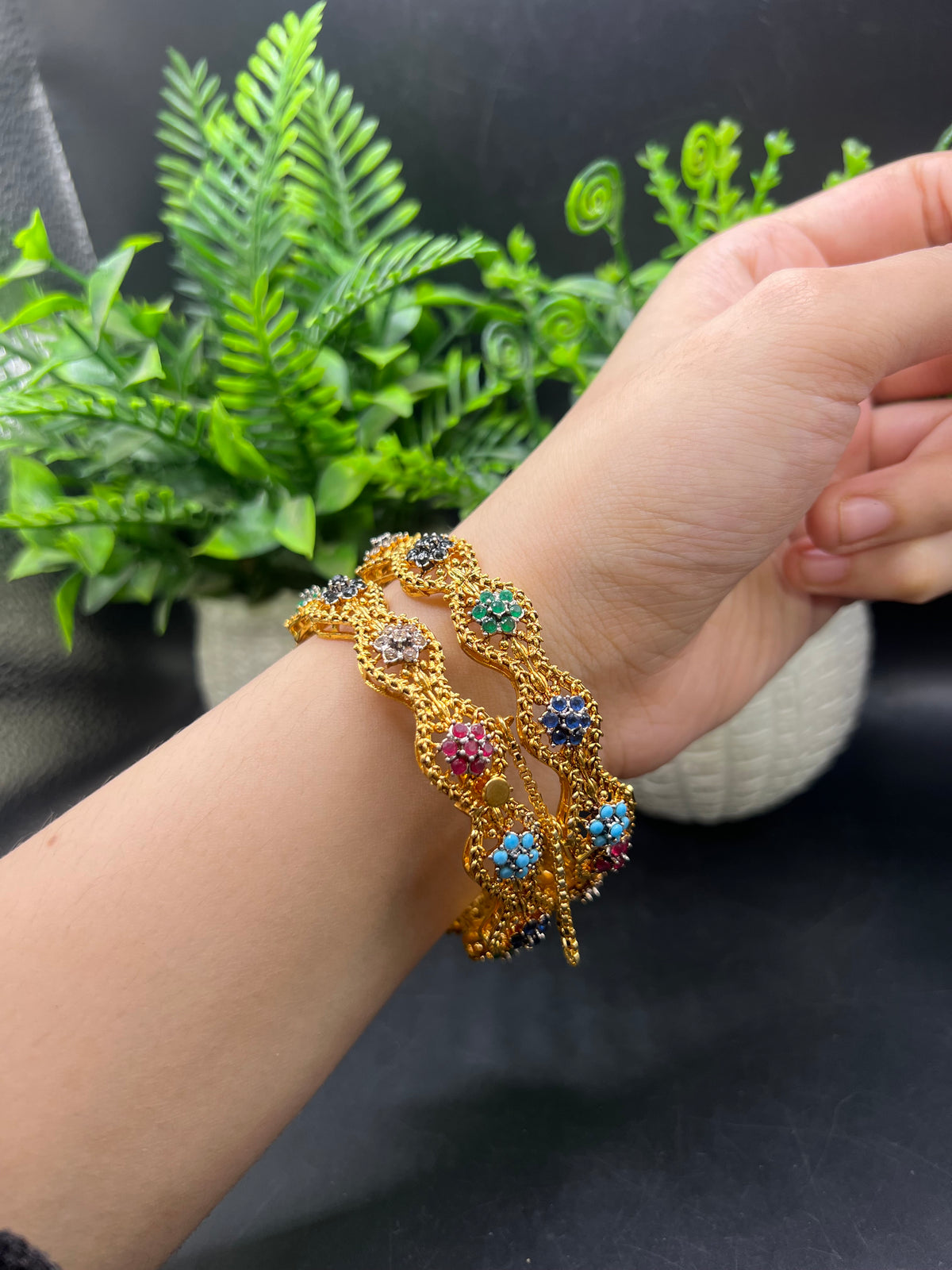 Gold Toned Kangan pair