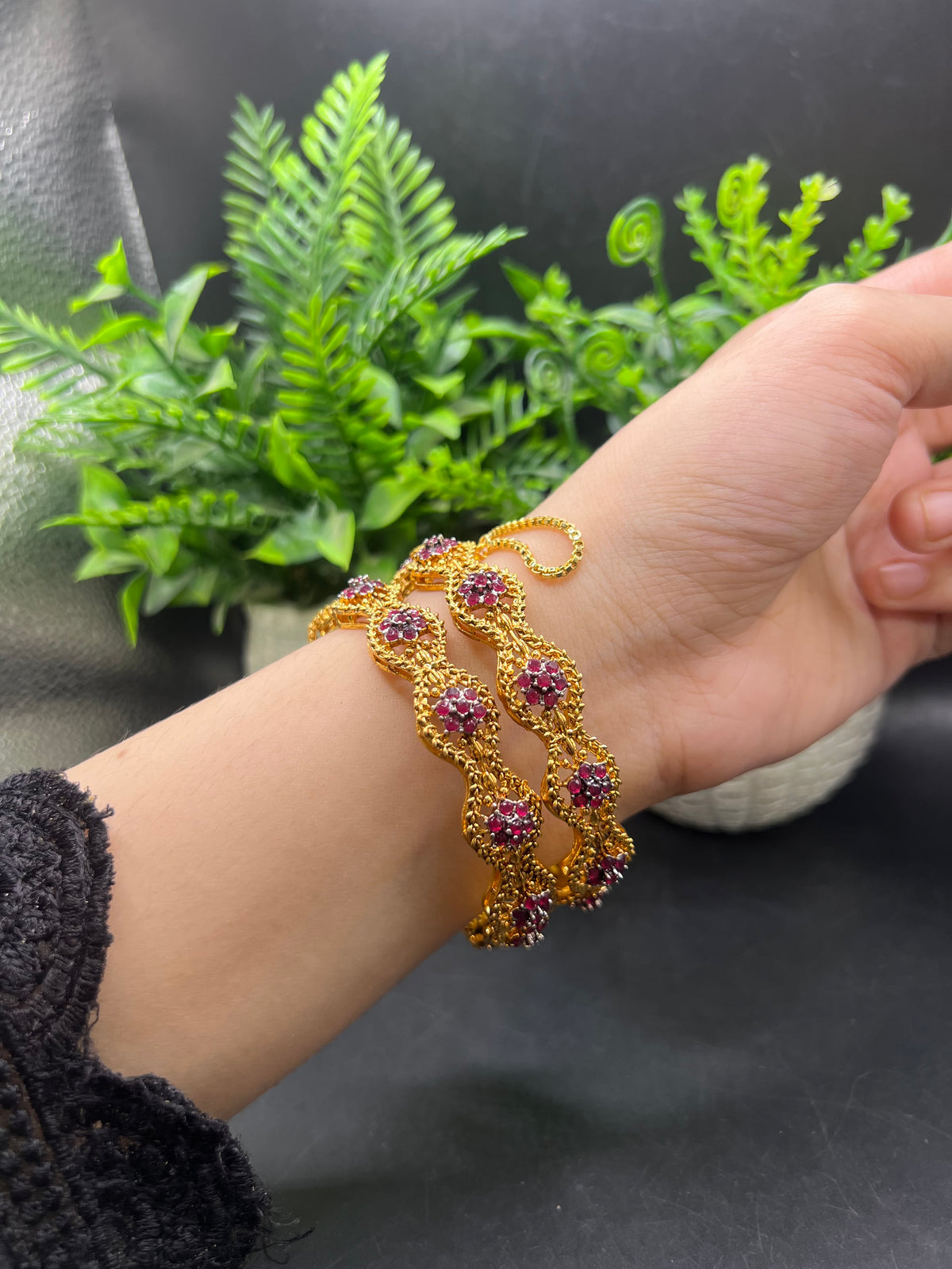 Gold Toned Kangan pair