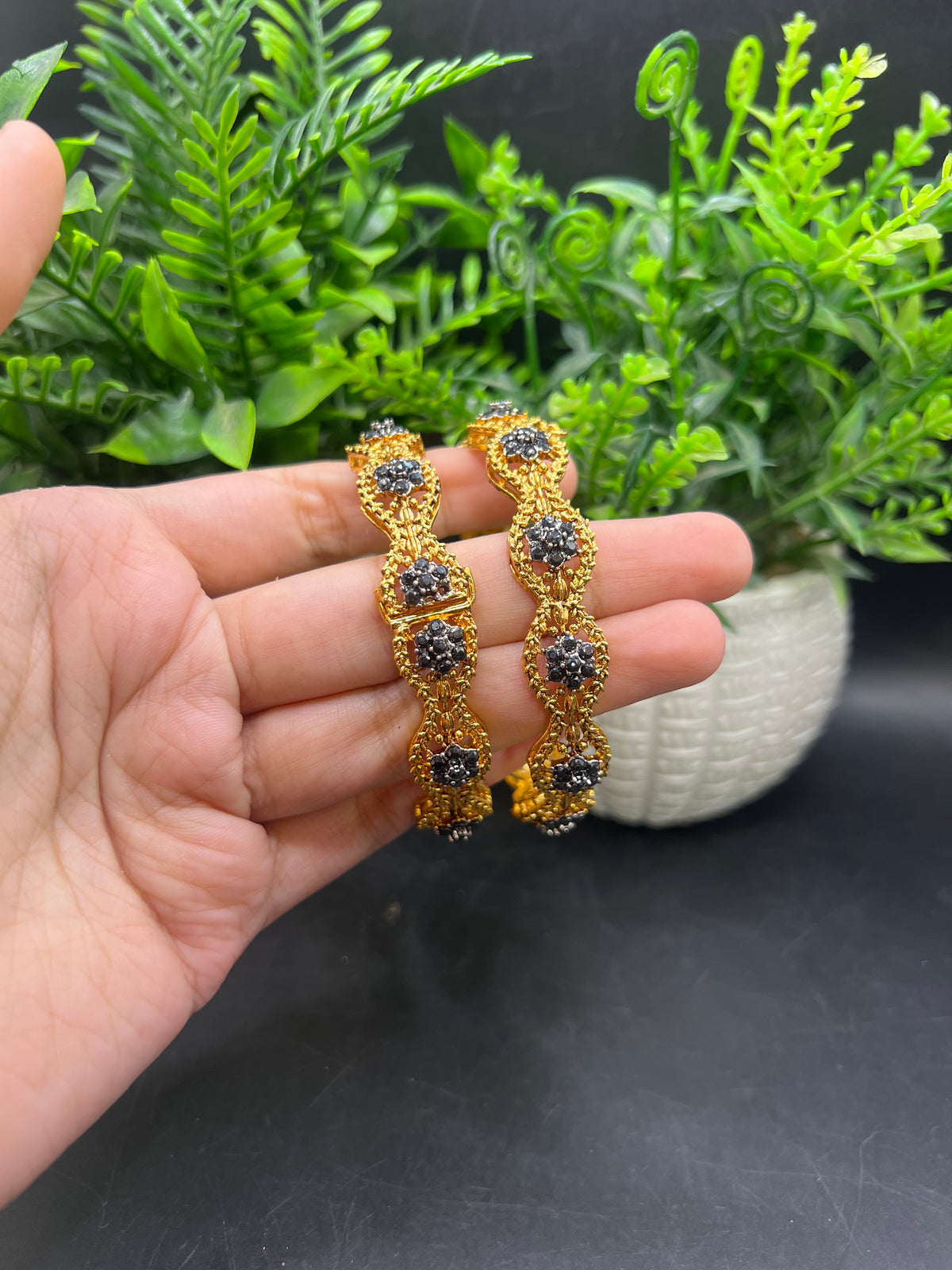 Gold Toned Kangan pair
