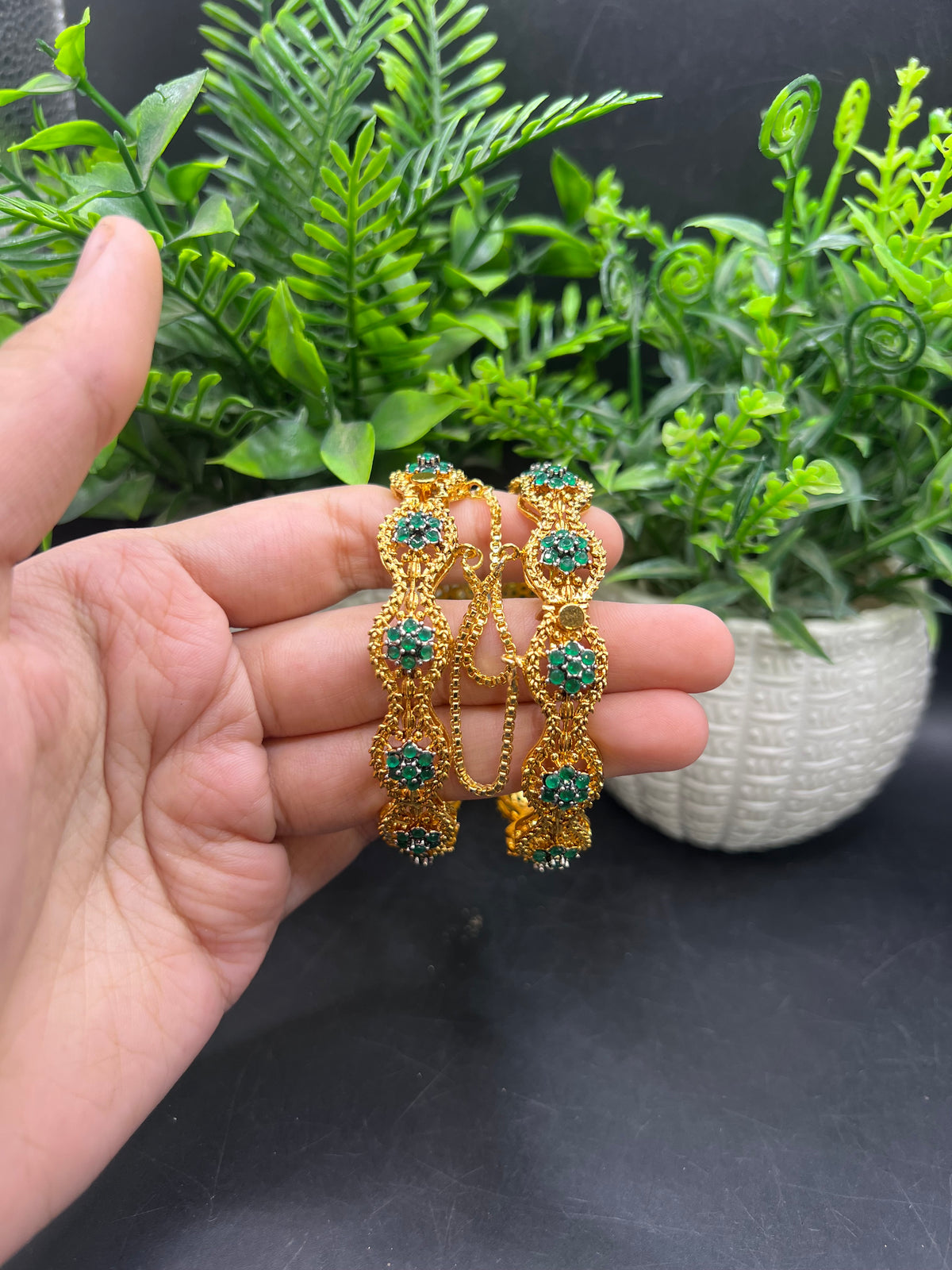Gold Toned Kangan pair
