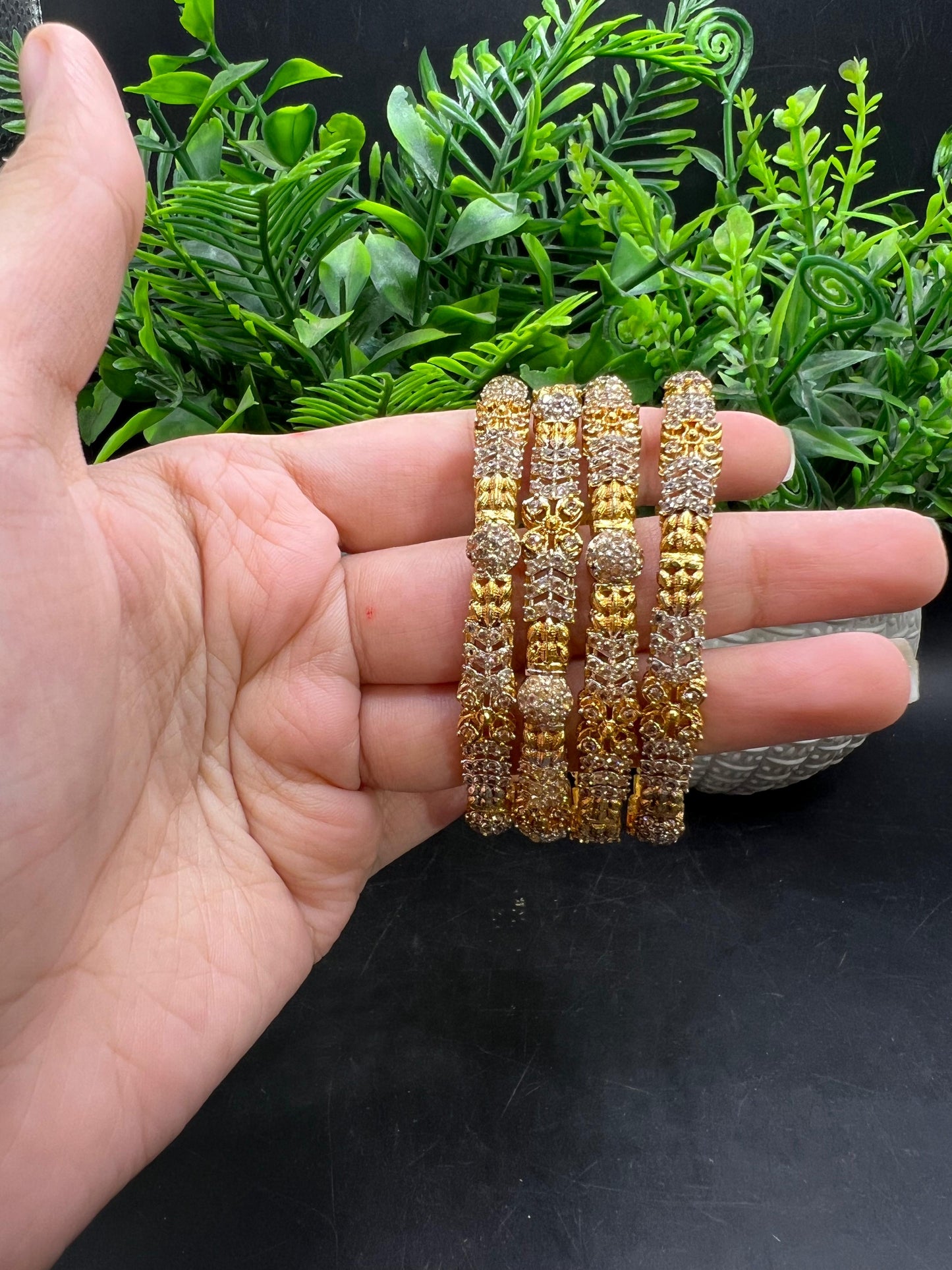 Gold polished Bangles set